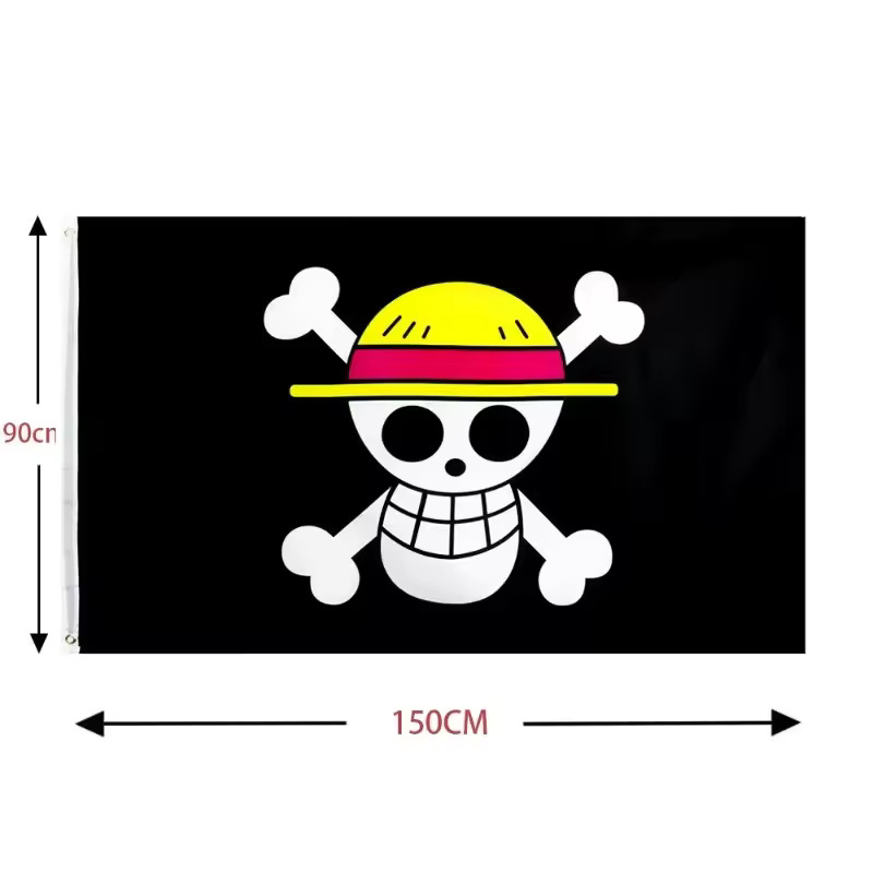Bandeira em tecido oxford, Bandeira One Piece Luffy 1,45x1m