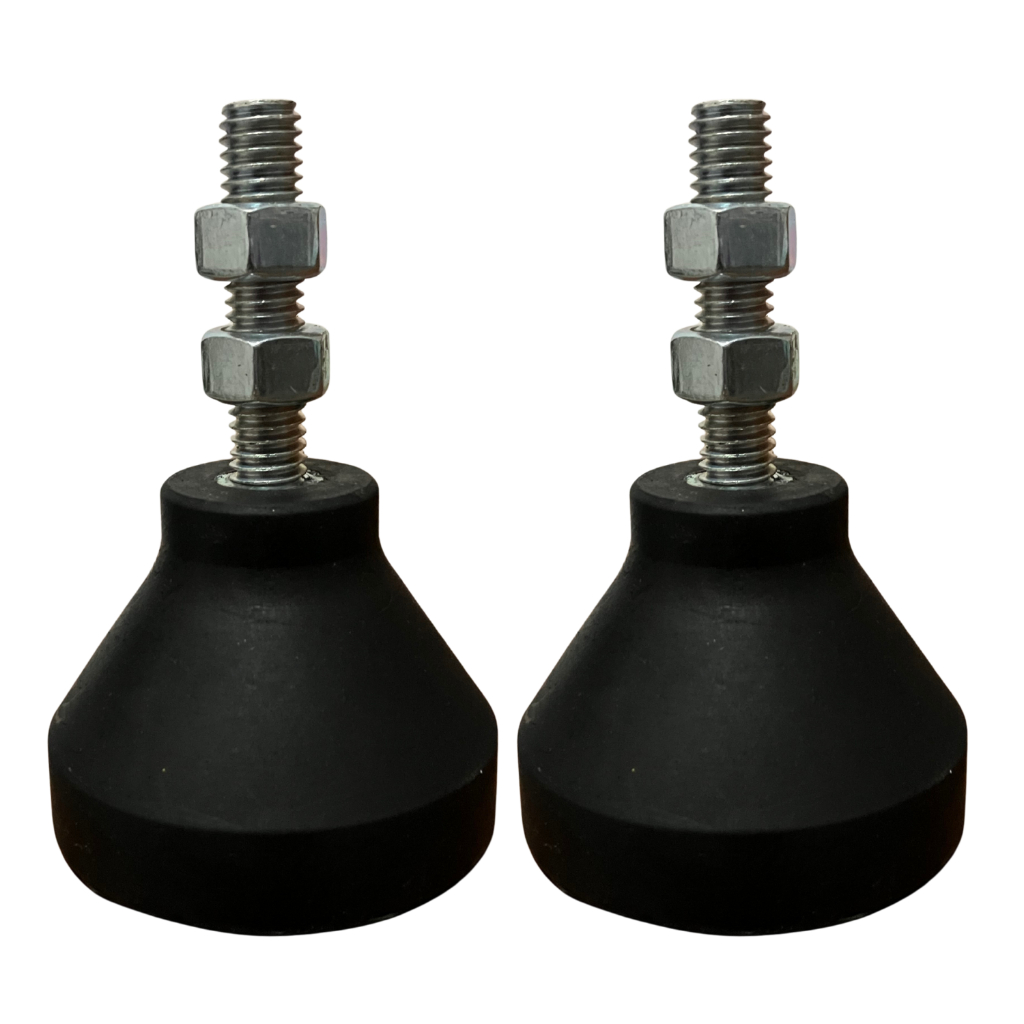 Kit 02 Pçs Amortecedor Pé Nivelador Sapata Borracha 3/8" Carga 200Kg