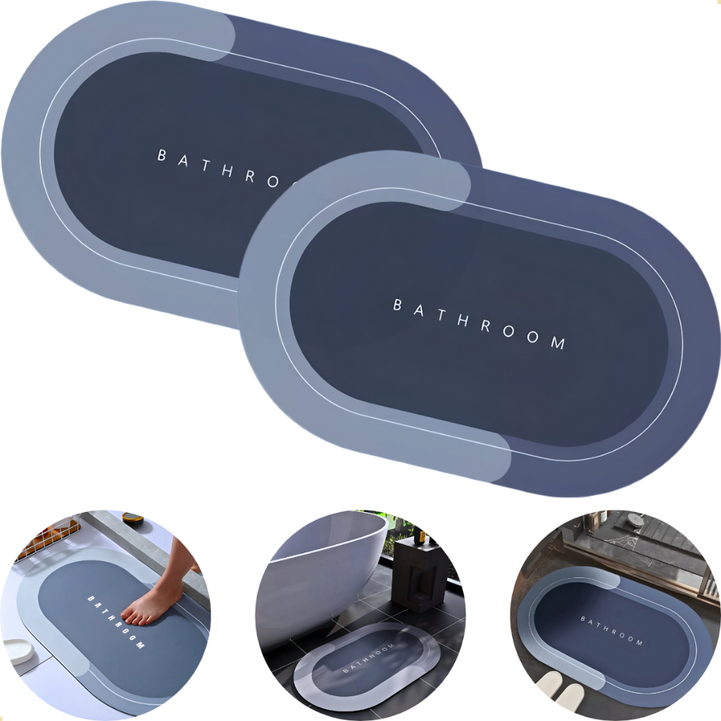 Kit 2 Tapete Mágico Absorvente de Secagem Rápida Antiderrapante de Banheiro, Porta de Entrada, Cozinha, Varanda