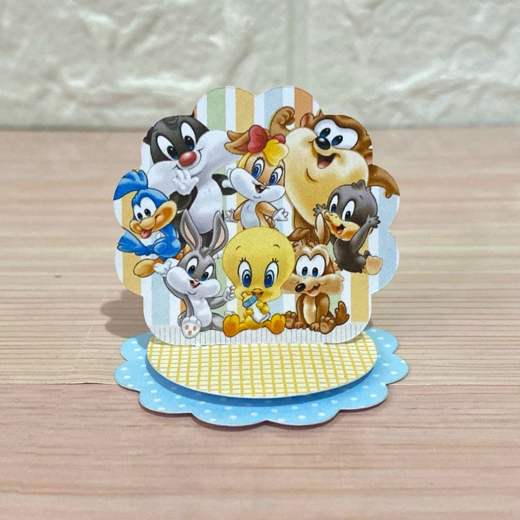 Kit Aplique 3D Cenário Em Pé BABY LOONEY TUNES – Tag Lembrancinha Festa | Aniversário (DESMONTADO)