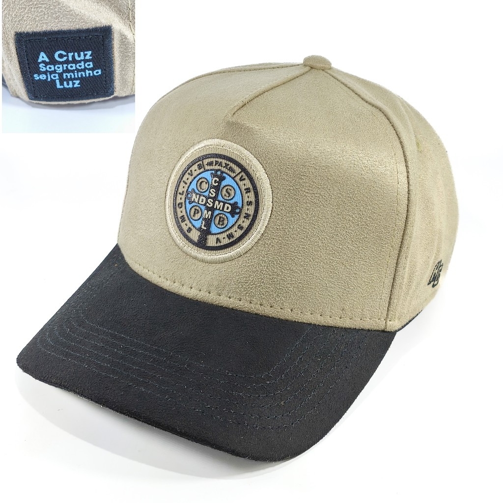 Boné Trucker Americano Aba Curva Original Anth Co camurça medalha São Bento