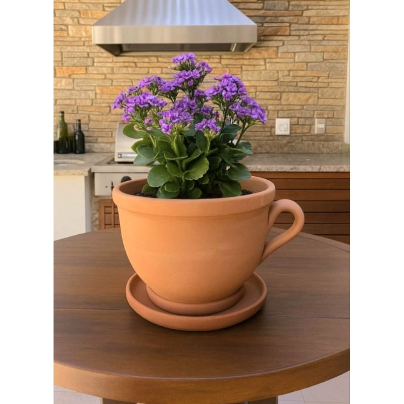Vaso de Barro Xícara com Pires - Decore e Plante
