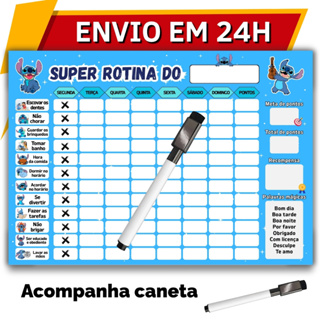 Quadro de Rotina Semanal Infantil Incentivo para Crianças Stitch em Oferta na Shopee