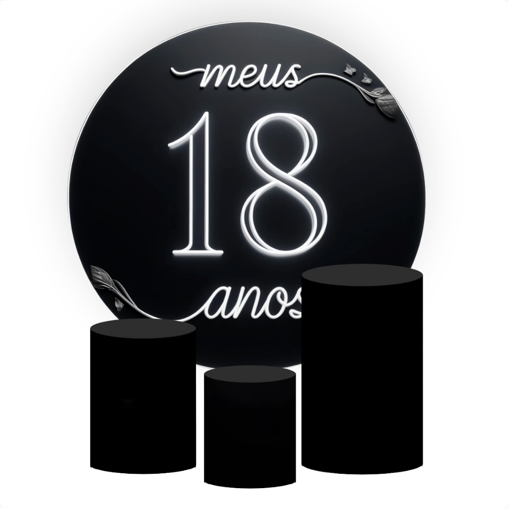 Kit Decorativo 18 Anos – Painel + Cilindros para Festa de Aniversário em Oferta na Shopee