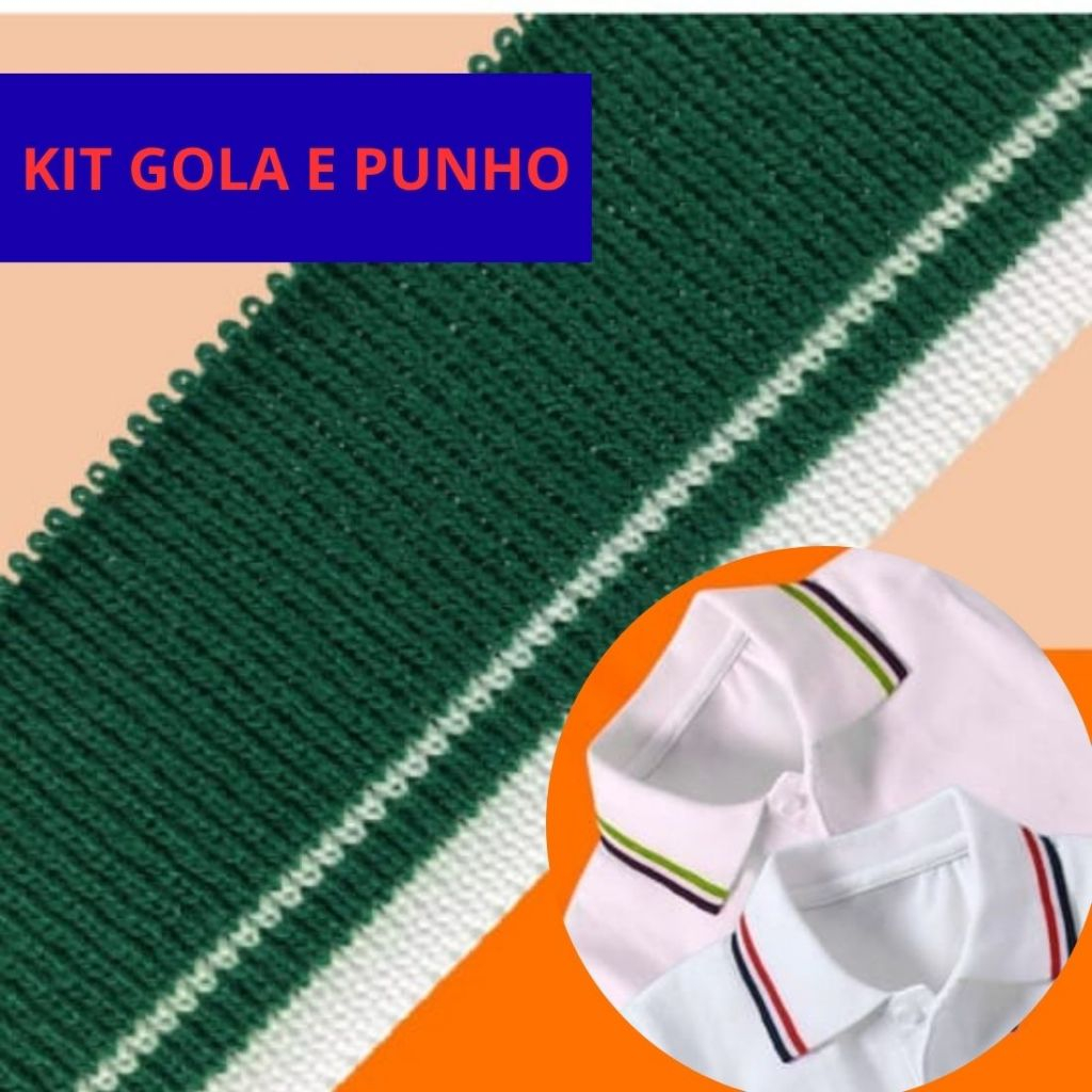 Gola Polo 40x9 + Punho/Tira 70x3,5 Listrada Para Camisa Polo Uniformes Escolares Profissionais Moda