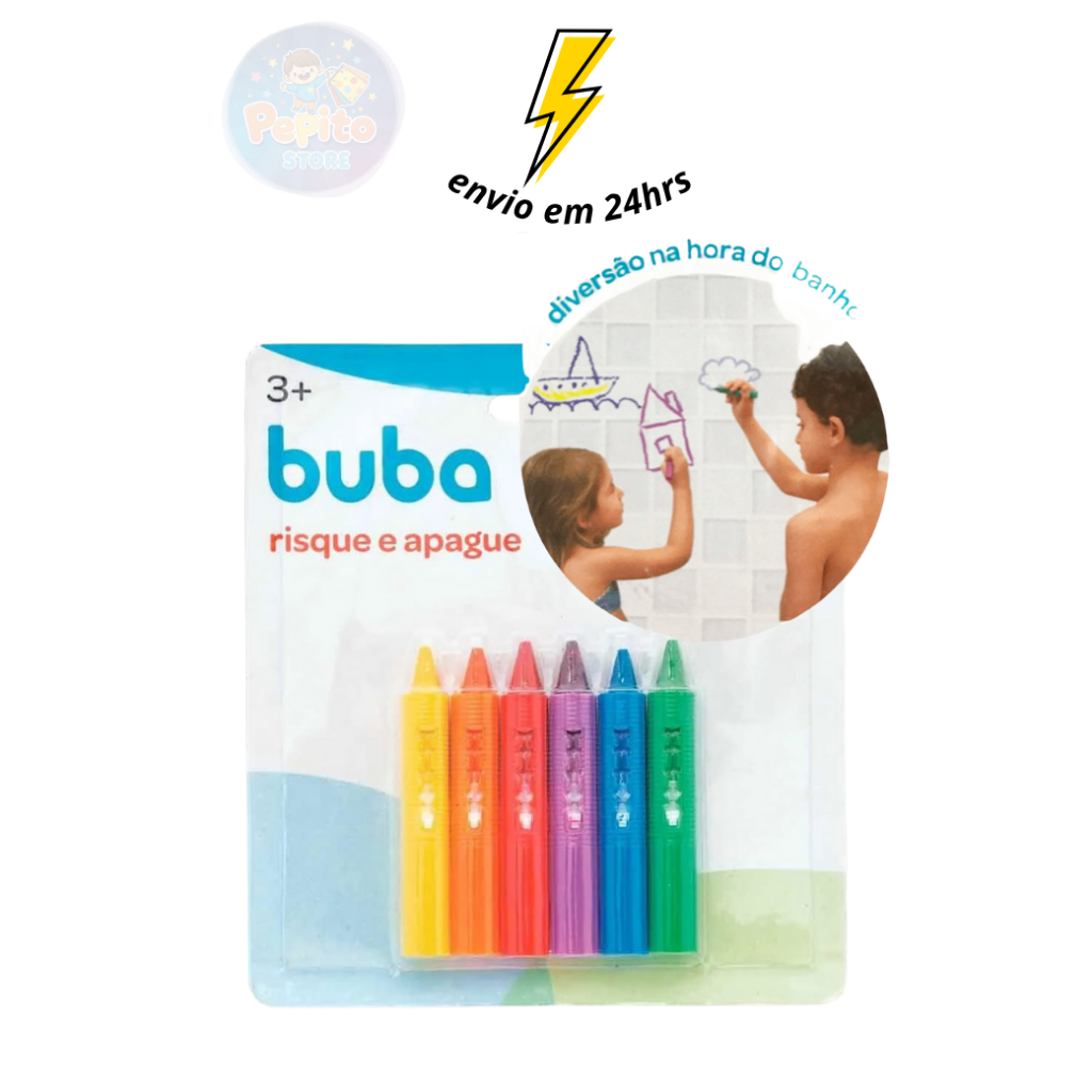 Giz lapis Risque e Apague colorido infantil Buba em Oferta na Shopee