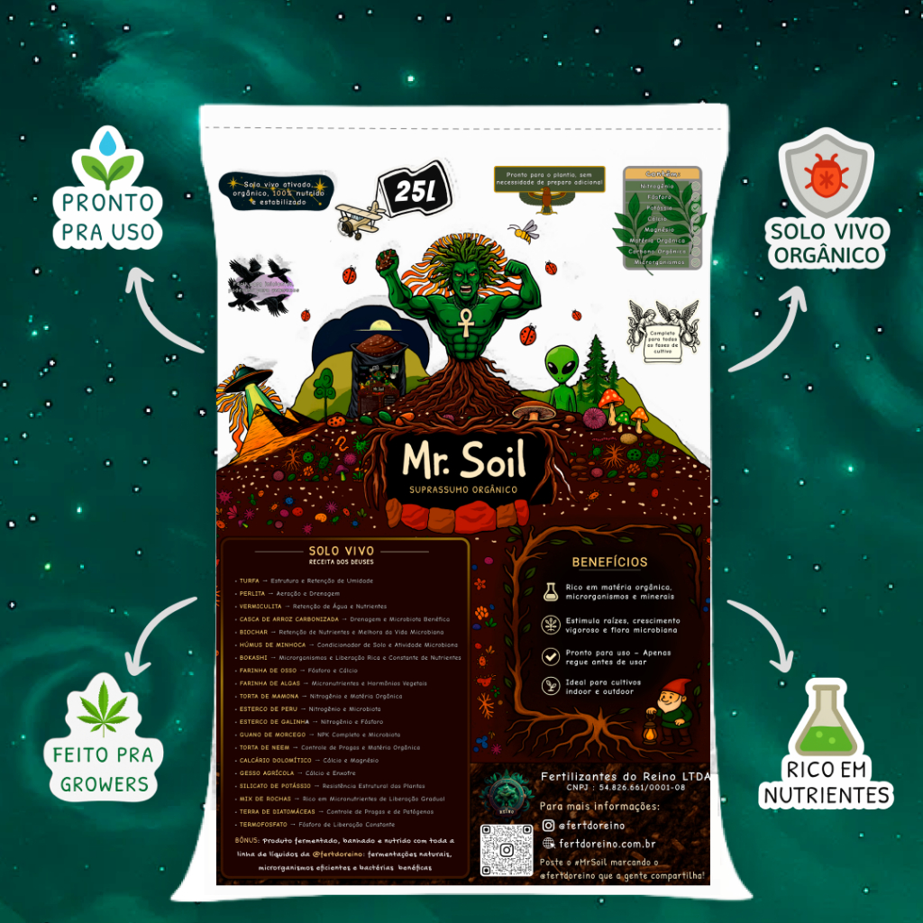 Mr. Soil 25L - Solo Grow Orgânico Vivo Completo - O Suprassumo Orgânico - Pronto para uso - Growers