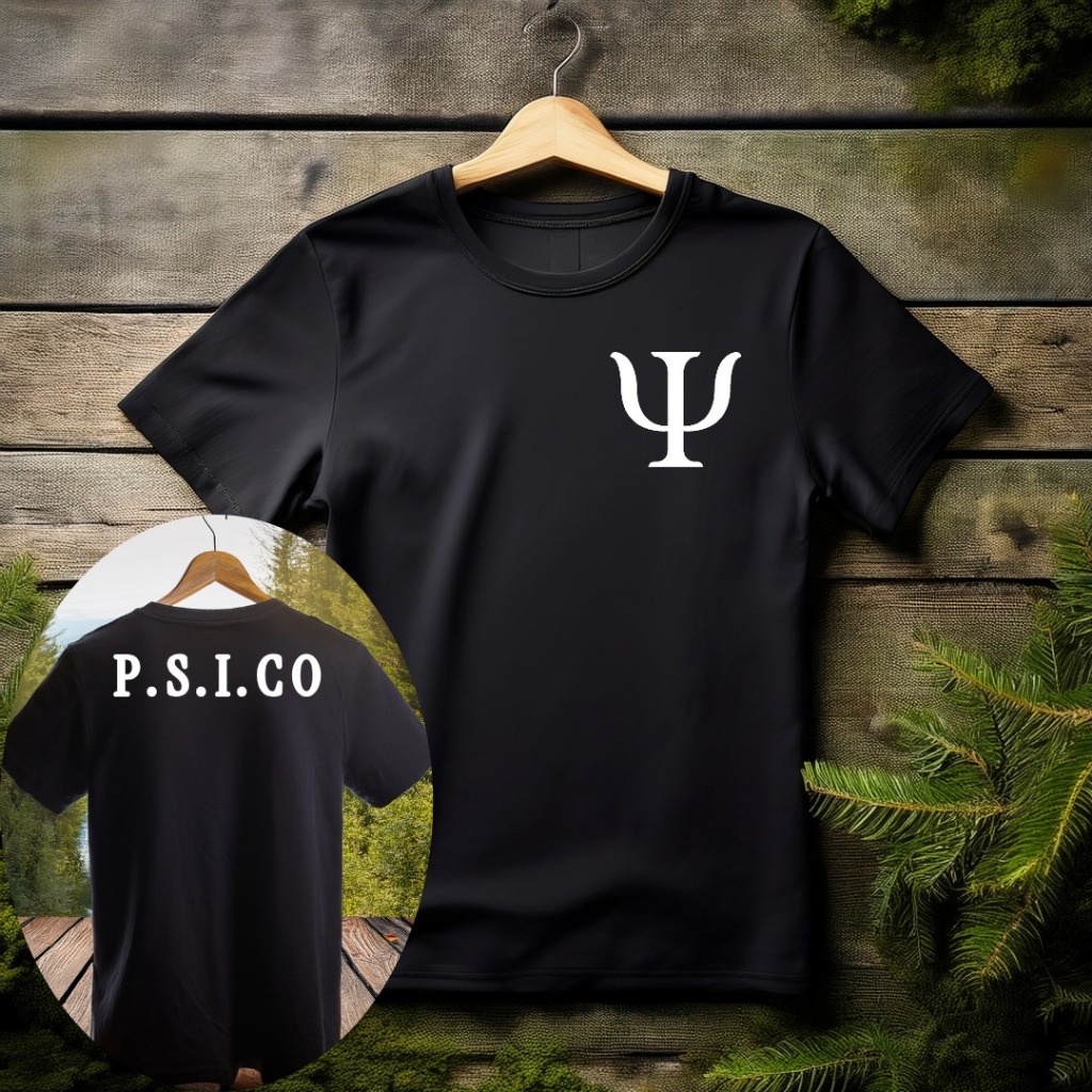 Camiseta camisa básica  100% algodão Estampado Frente e Verso  Psico Psicologia  Faculdade Universidade Profissão