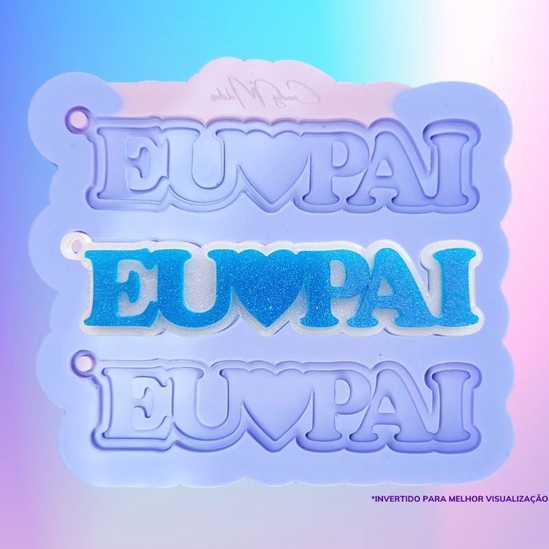 Molde de silicone Eu ♡ Pai 3D 8.8cm 3 cavidades artesanato resina epóxi te amo pai arte  resina epóx