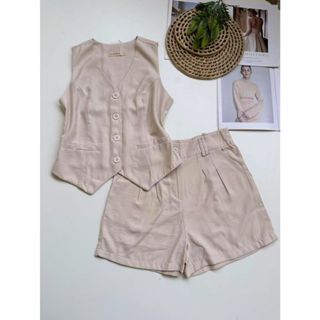 Conjunto Feminino de Duas Peças Elegante – Colete e Shorts em Estilo Terno Casual de Verão para Trabalho em Oferta na Shopee