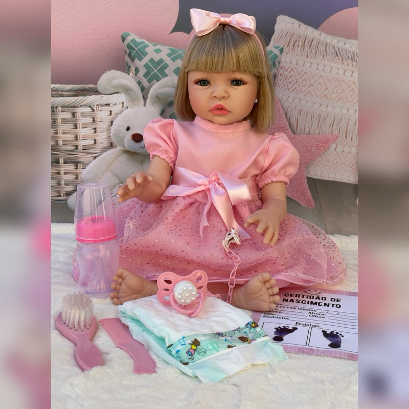 Bebê reborn Loira Original corpinho de silicone na promoção