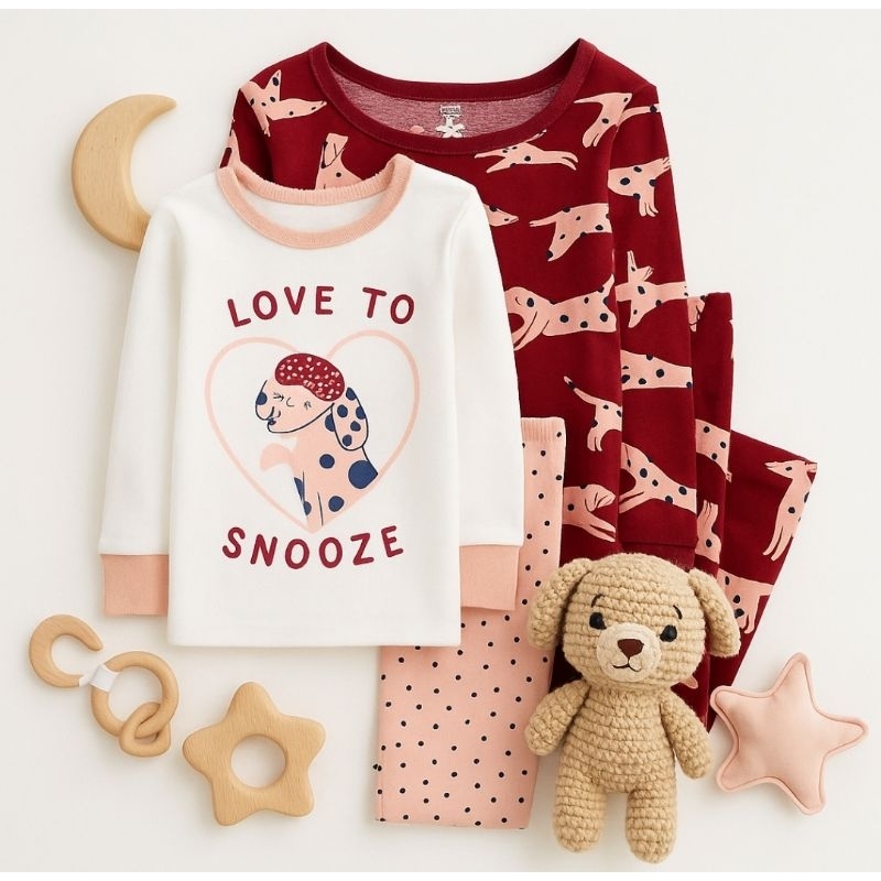 pijama infantil 4 peças duas calças e duas blusas importado manga longa malha 5t original