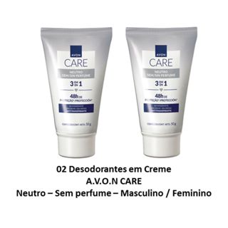 2 DESODORANTES AVON CARE - "EM CREME "- "NEUTRO 3 em 1" - SEM PERFUME" 50g  -  "LANÇAMENTO" em Oferta na Shopee
