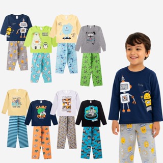 Kit 4 Peças Pijama Infantil Menino Manga Comprida - Sortido Promoção de Hoje em Oferta na Shopee