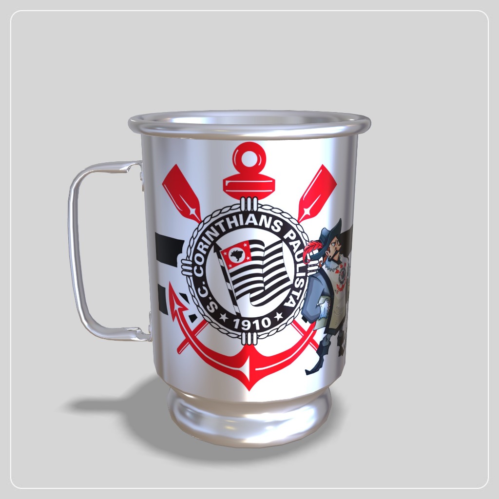 CANECA PERSONALIZADA DE ALUMINIO CHOPP DO CORINTHIANS 600ML COM NOME