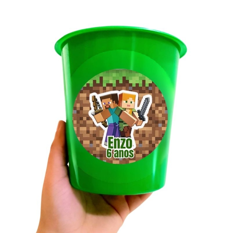PEGUE E MONTE 10 balde/ Baldinho de 1L Personalizado dos Minecraft