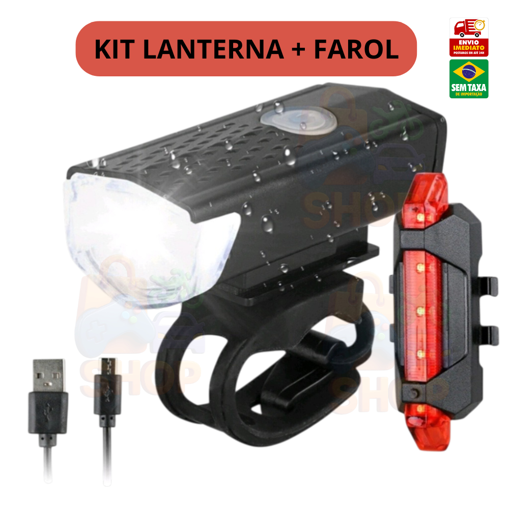 Sinalizador Traseiro+ Farol  Bicileta Recarregável Usb Pisca Lanterna Bike em Oferta na Shopee