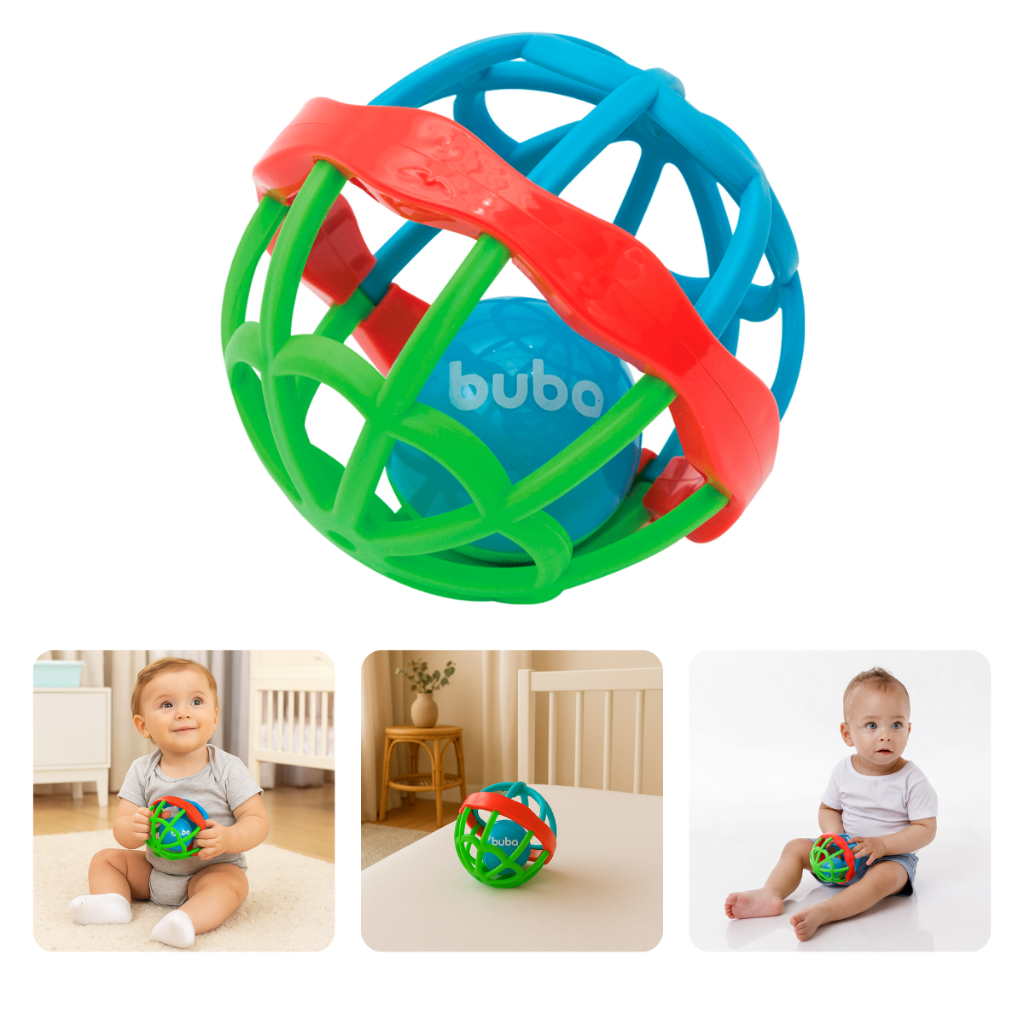 Bola Infantil Chocalho Brinquedo Atividades Sensorial Colorido Buba