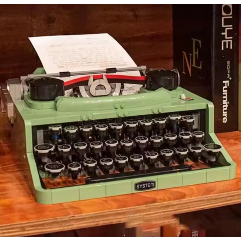 Máquina de Escrever Retrô Anos 80 com 2079 Peças | Blocos de Montar Criativos para Colecionadores e Amantes de Nostalgia