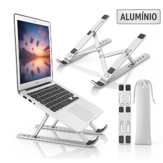 Suporte Notebook Alumínio Base Dobrável de Ajustável Fino Portátil Preto Suporte para mesa em Oferta na Shopee