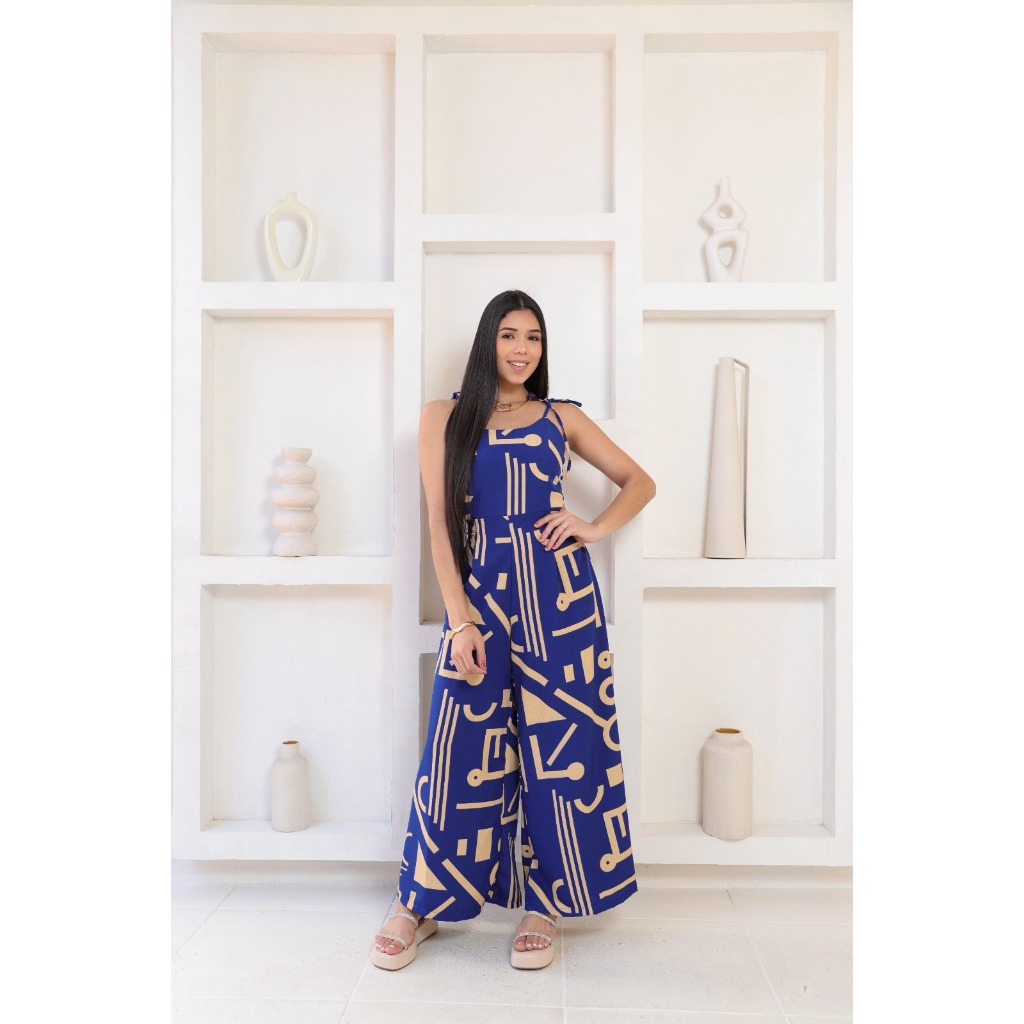 Macacão longo  infantil e juvenil estampas geométricas e florais em Oferta na Shopee