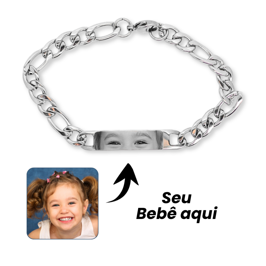 Pulseira Bracelete Aço Inoxidavel Olhar Presente Dia dos Pais Unisex 20cm Anti Alérgico Pode Molhar