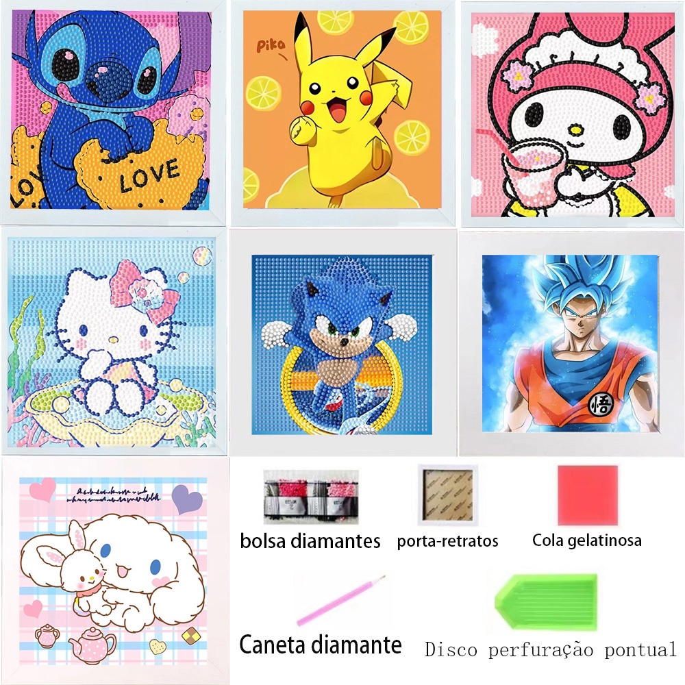 Kit de Pintura com Diamante Redondo Cristal para Crianças – Arte Stick de Desenho Animado em Oferta na Shopee
