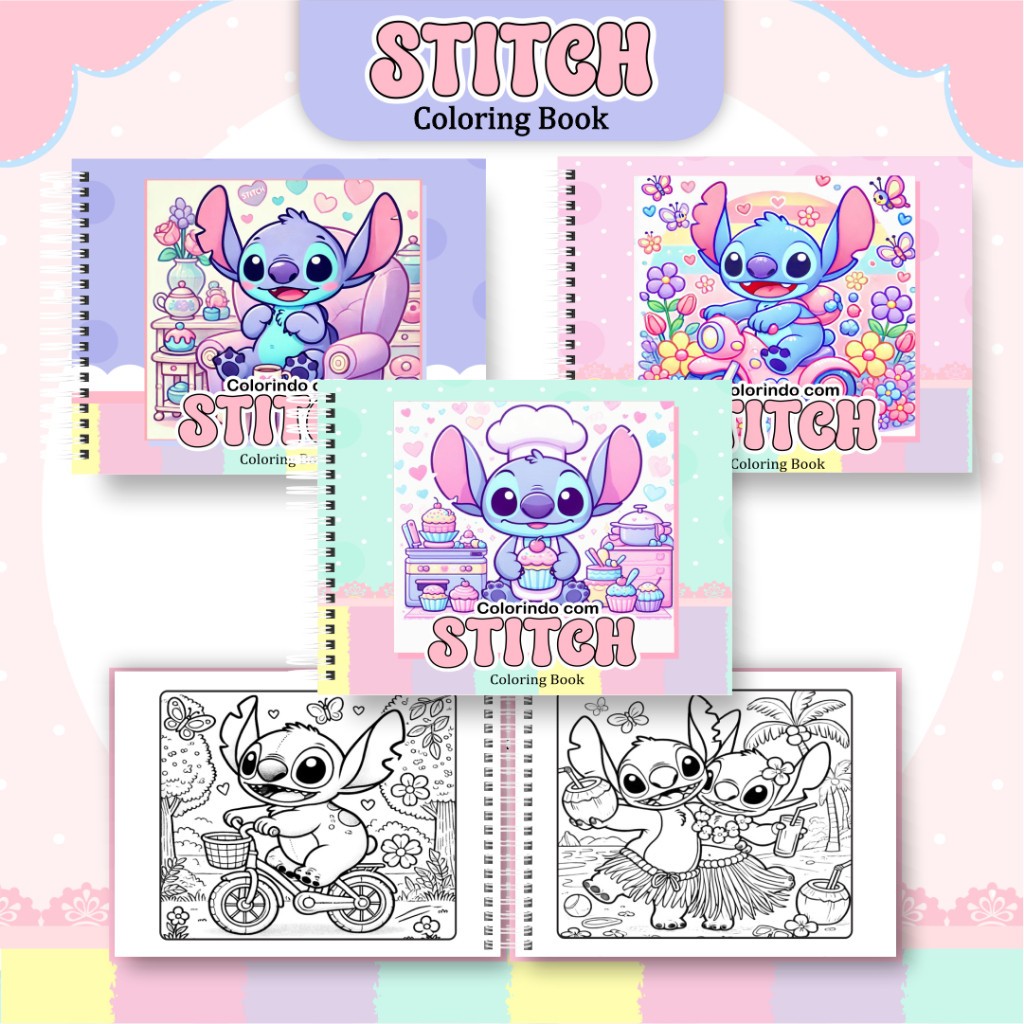 Livro colorindo com Stitch Capa dura 50 folhas
