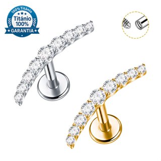 Piercing Labret Curva Titânio com Zircônia Conch Helix,Tragus, Nariz Jóias Corporais em Oferta na Shopee
