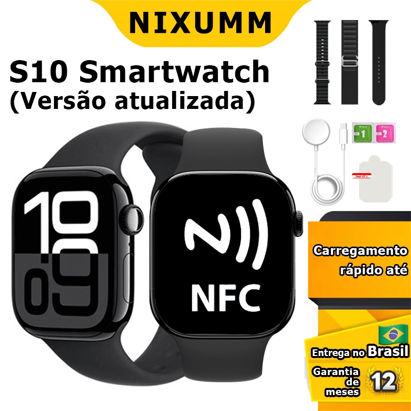 Relógio inteligente Smartwatch Original S10 Versão atualizada Super Amoled Nfc Para Android IOS em Oferta na Shopee