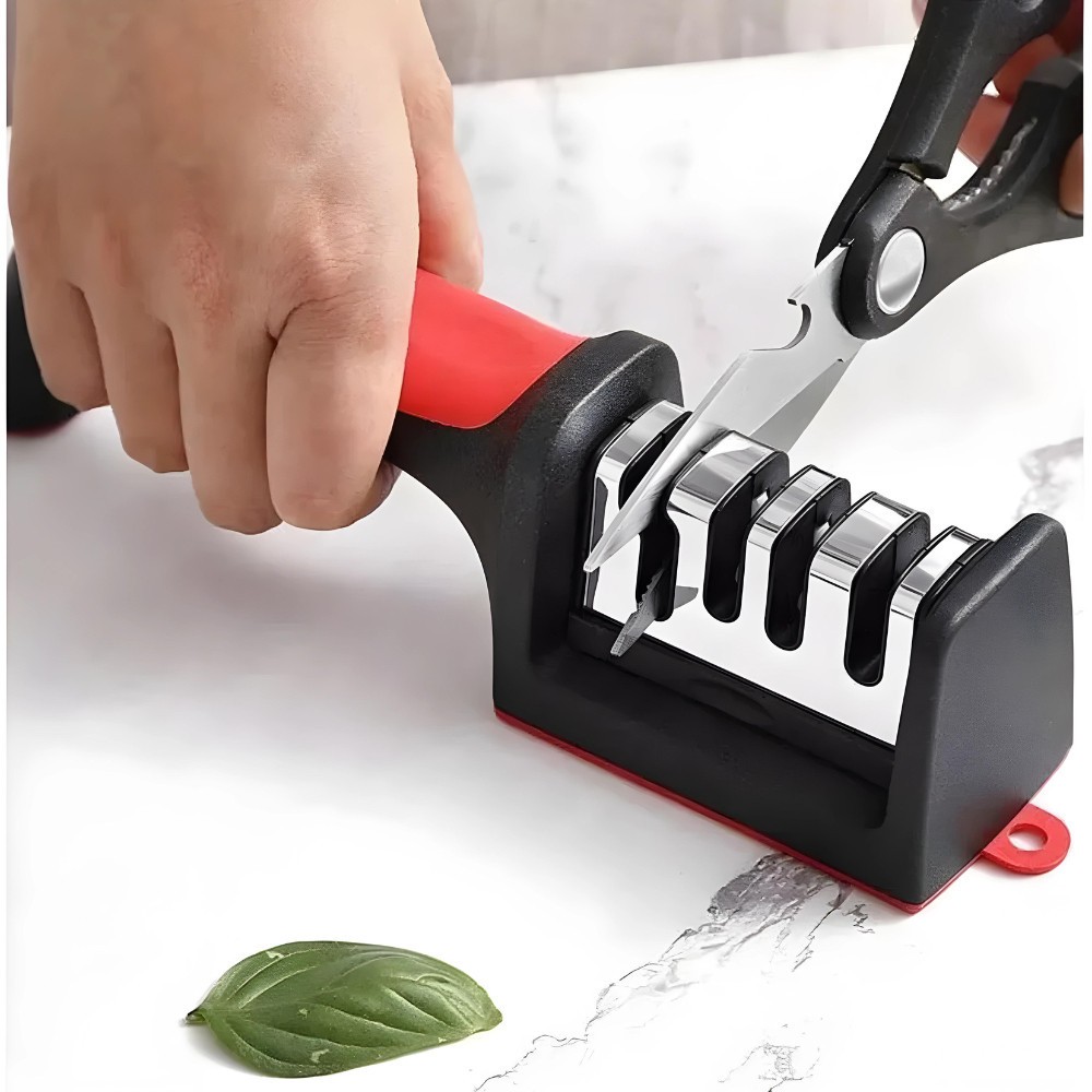Afiador Amolador De Facas Em Aço Inox Com 4 Borda Profissional Base Emborrachado Promoção