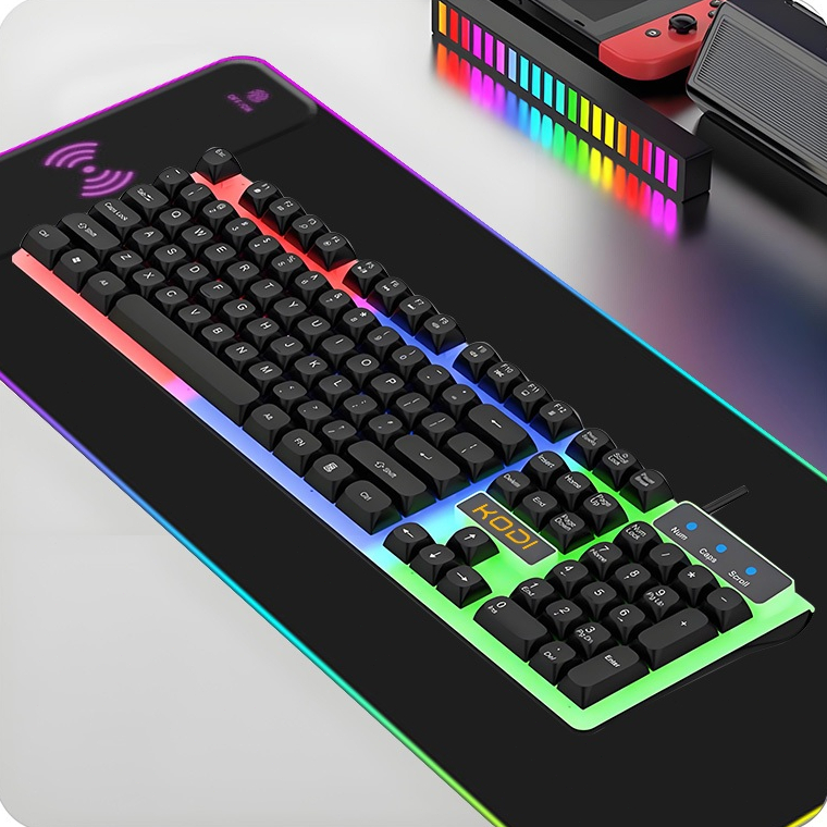 Kit Teclado Semi-Mecânico Gamer + Mouse com Iluminação RGB 3200DPI -Design Ergonômico -H8