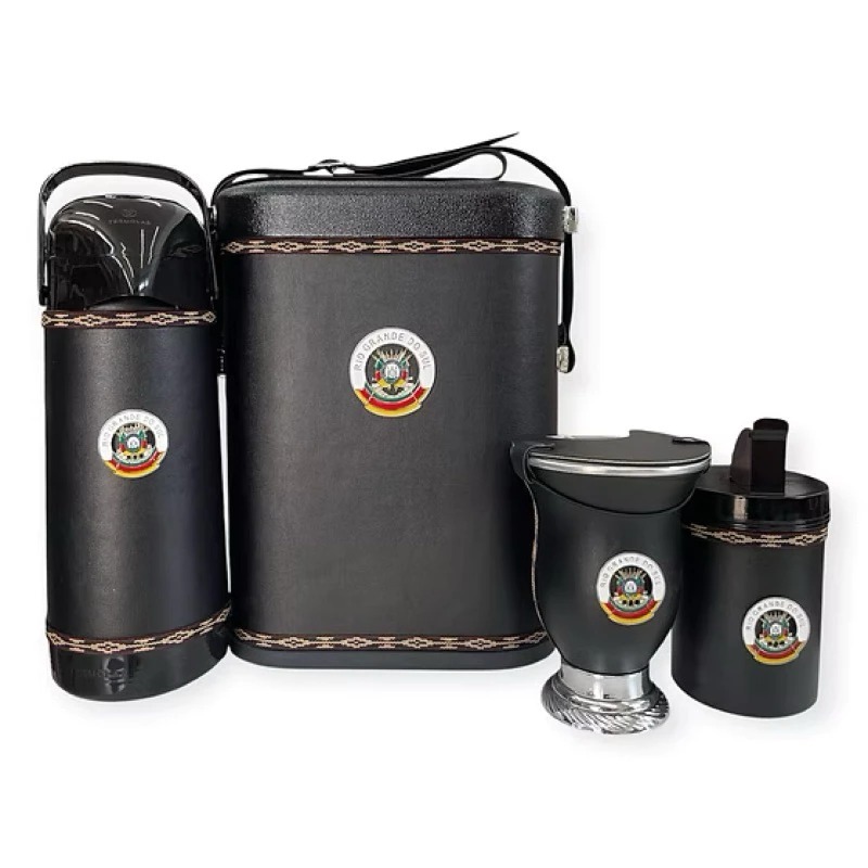 Kit chimarrão mateira fechada com 5 peças mateira, cuia, Térmica Térmolar, pote de erva tapa erva.
