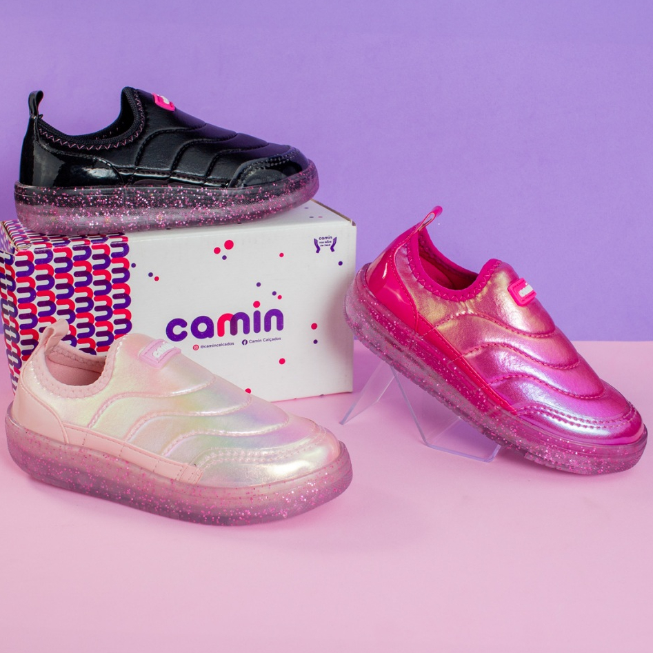 Tênis Infantil Led Criança Glitter Feminino Confortável Menina Promoção Original Camin - Baby & Kids Fashion