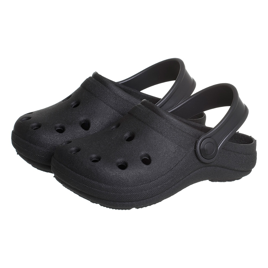 Babucha Infantil unisex Leve Confortável Liso Antiderrapante Preto