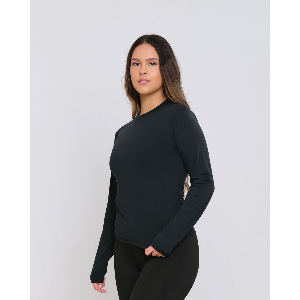Camiseta Fitness Feminina Manga Longa Proteção UV Roupa de Academia Feminina
