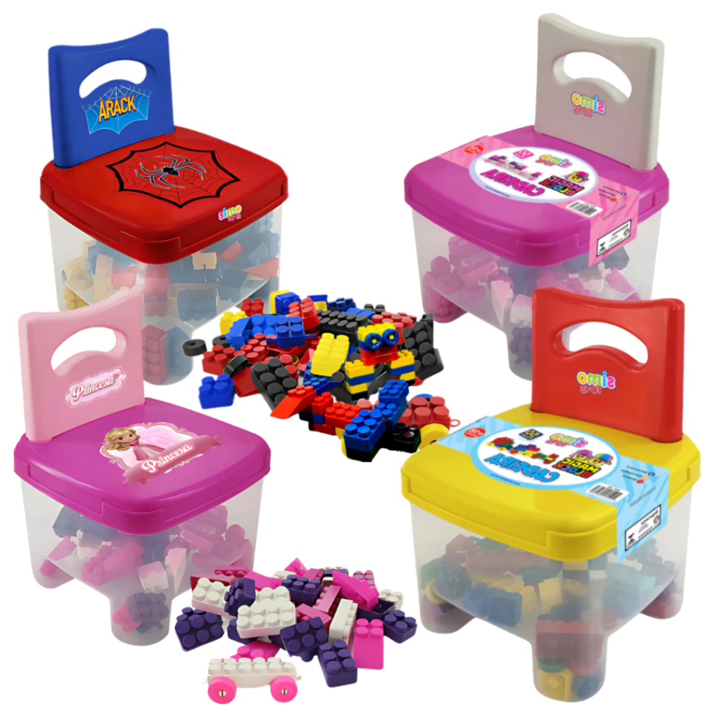 Cadeira Infantil Com 50 Blocos de Montar Princesa e Herói Arack Brinquedo Educativo Didático Criança em Oferta na Shopee