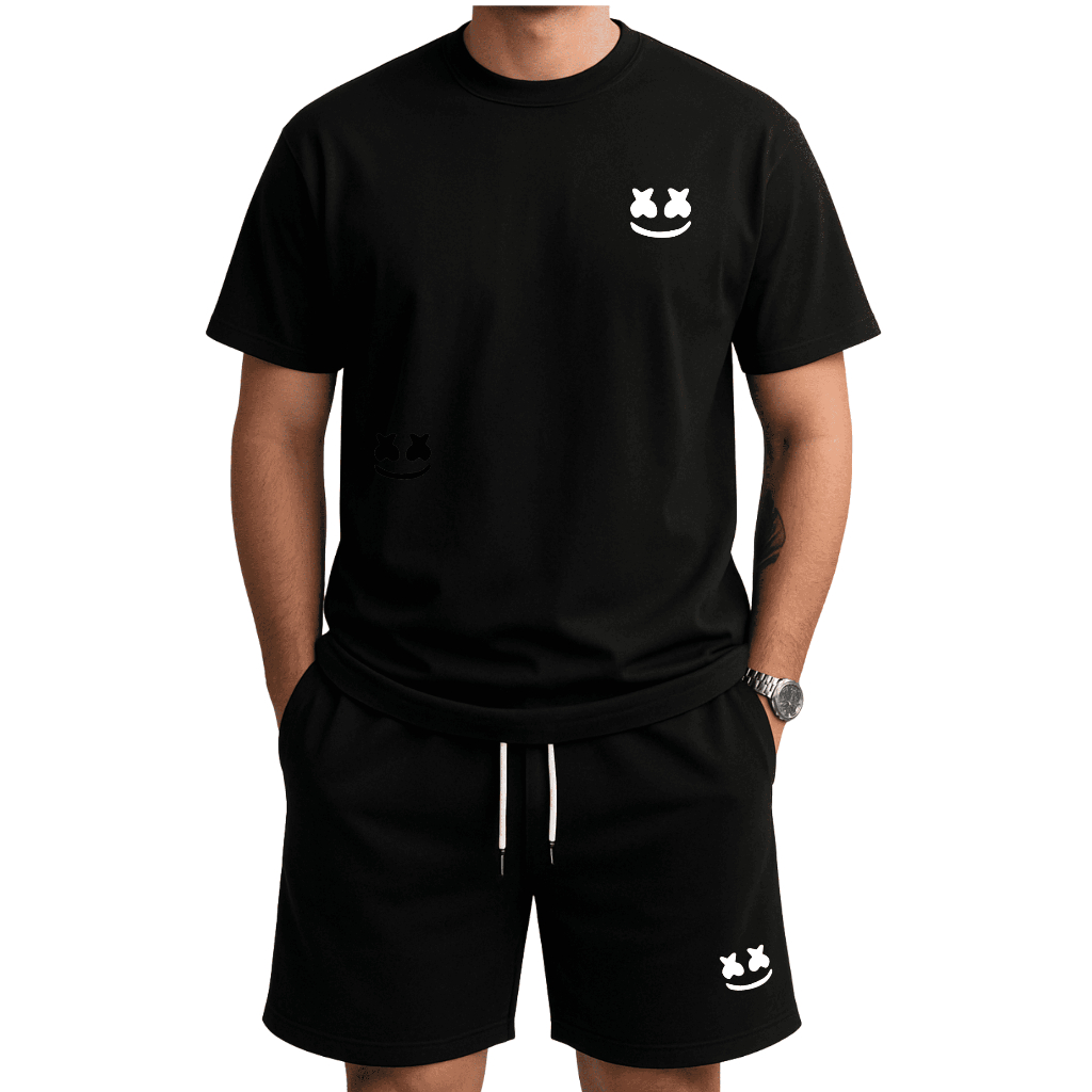 Conjunto Kit Short Tactel + Camiseta Modelo: "Sorriso Marshmelo" – Estilo Casual Minimalista | Lançamento Especial