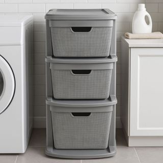 Gaveteiro Organizador Grande de Chão 15 Litros 22 Litros com 3 Gavetas em Plástico Juta Organização em Oferta na Shopee