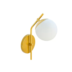 Arandela Parede Inclinada Jabuticaba Globo Vidro Dourado
