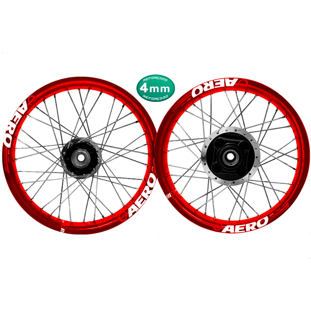 Par Roda Alumínio Viper Aero Vermelho Titan 125 00/04 Fan 125 05/08 Diamantado Disco Tambor