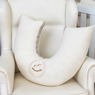 Almofada Amamentação Cavalinho Bege Linho Menino Luxo 100% Algodão Grande com Zíper Bordado em Oferta na Shopee