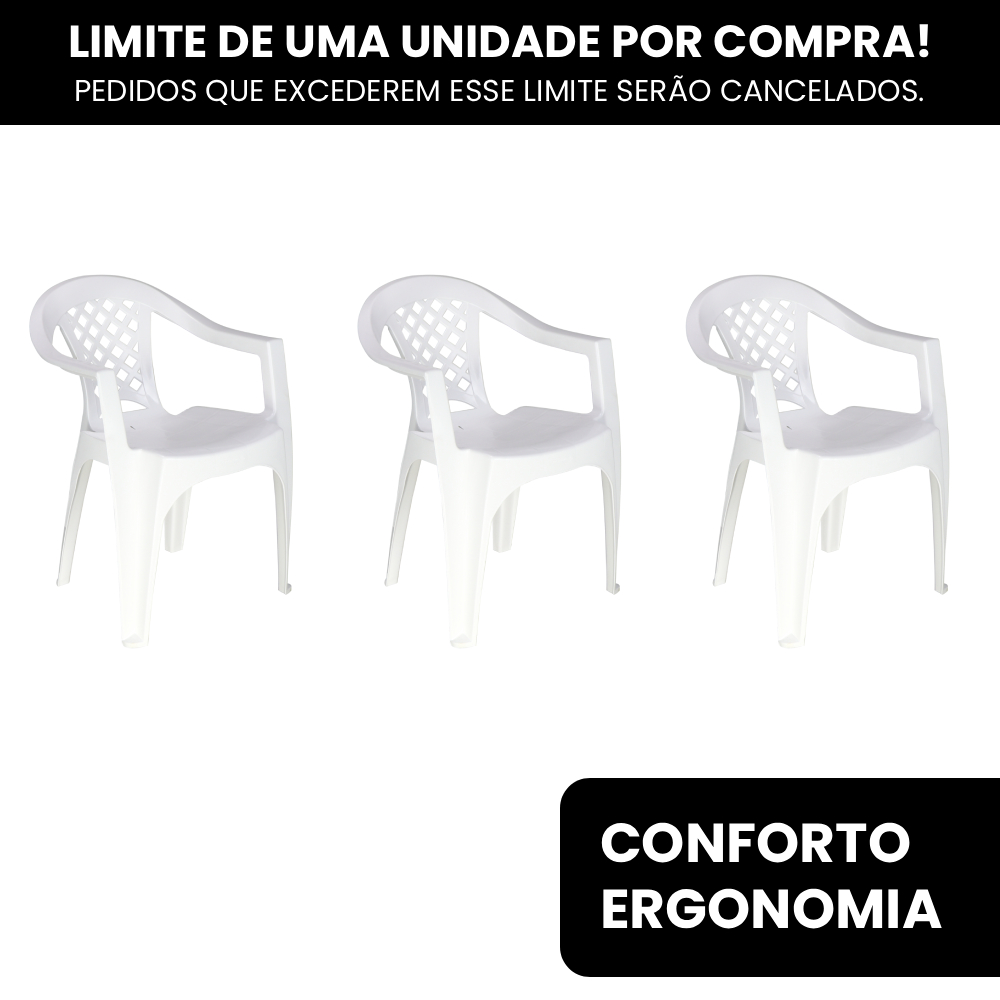 Kit 3 Cadeiras Branca Tramontina Iguape Bar Lanchonete Jardim Piscina Praia Restaurante Plástico em Oferta na Shopee