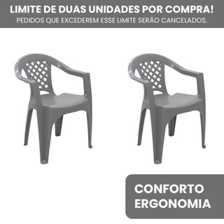 Kit 2 Cadeiras Tramontina Iguape Cinza P/Bar Lanchonete Jardim em Oferta na Shopee