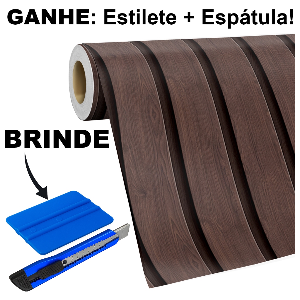 Papel de Parede Adesivo Ripado Madeira Terra Café Colonial 5 Metros Lavável Efeito 3D Sala