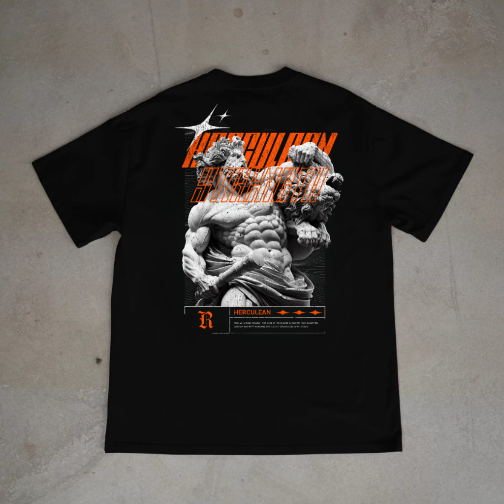 Camiseta Casual Unissex Modelo Oversized "Herculean Hercules" – Promoção Tendência Streetwear Estampada Casual