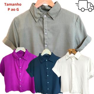Blusa Feminina com Botões Camisa Feminina com Botões Camisa Branca Feminina Manga Curta