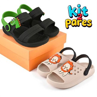 Kit 2 Pares Sandália Papete Menino Infantil Confortável em Oferta na Shopee