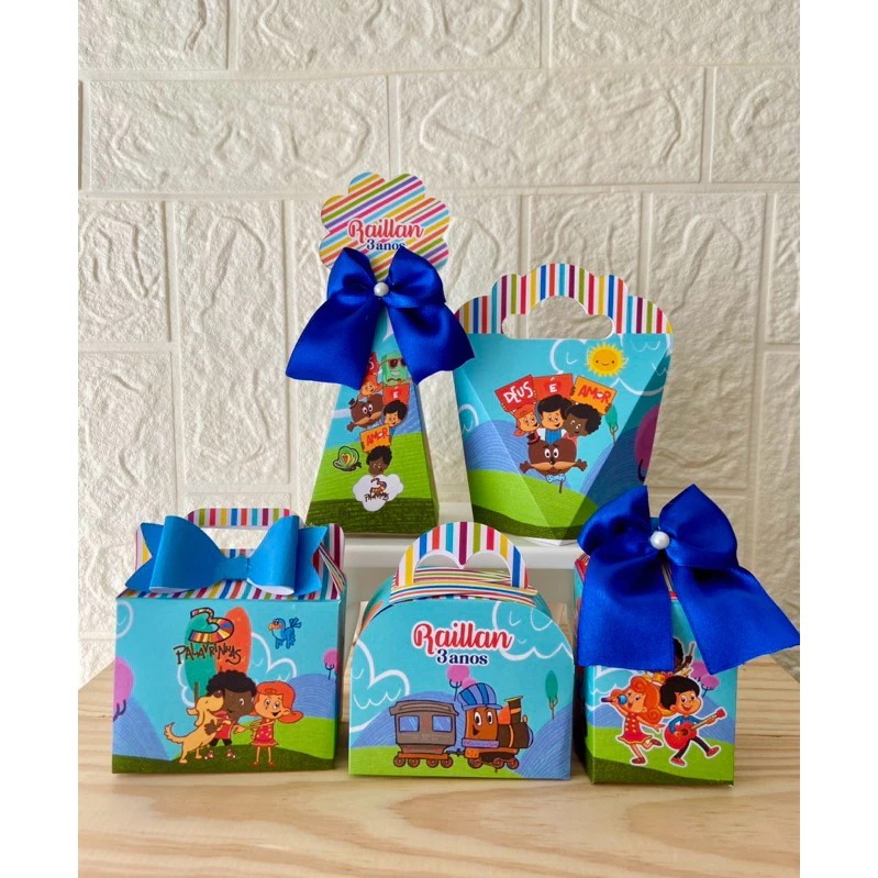 Kit Festa 3 Palavrinhas Personalizados Lembrancinhas Caixinhas Para Festa PEGUE E MONTE