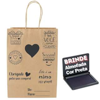 Kit 8 Carimbo Decorativo + 1 Almofada Carimbeira Para Sacolas Kraft Caixas de Papelão Tag em Oferta na Shopee